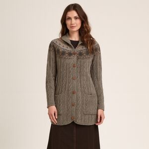 Vintage 90s Laura Ashley Wool Fair Isle Cable Knit Cardigan, WMs L ,Fits Med